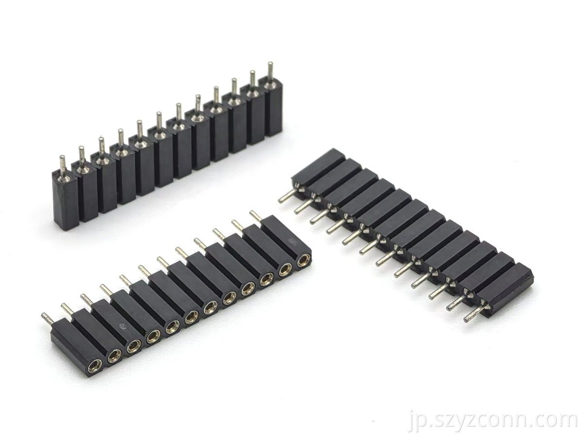 2.54mmピッチ機械加工されたメスヘッダーコネクタH7.0mm L12.4mm 1*12P 2.54mm Pitch Machined Female Header Connector H7.0mm L12.4mm 1*12P